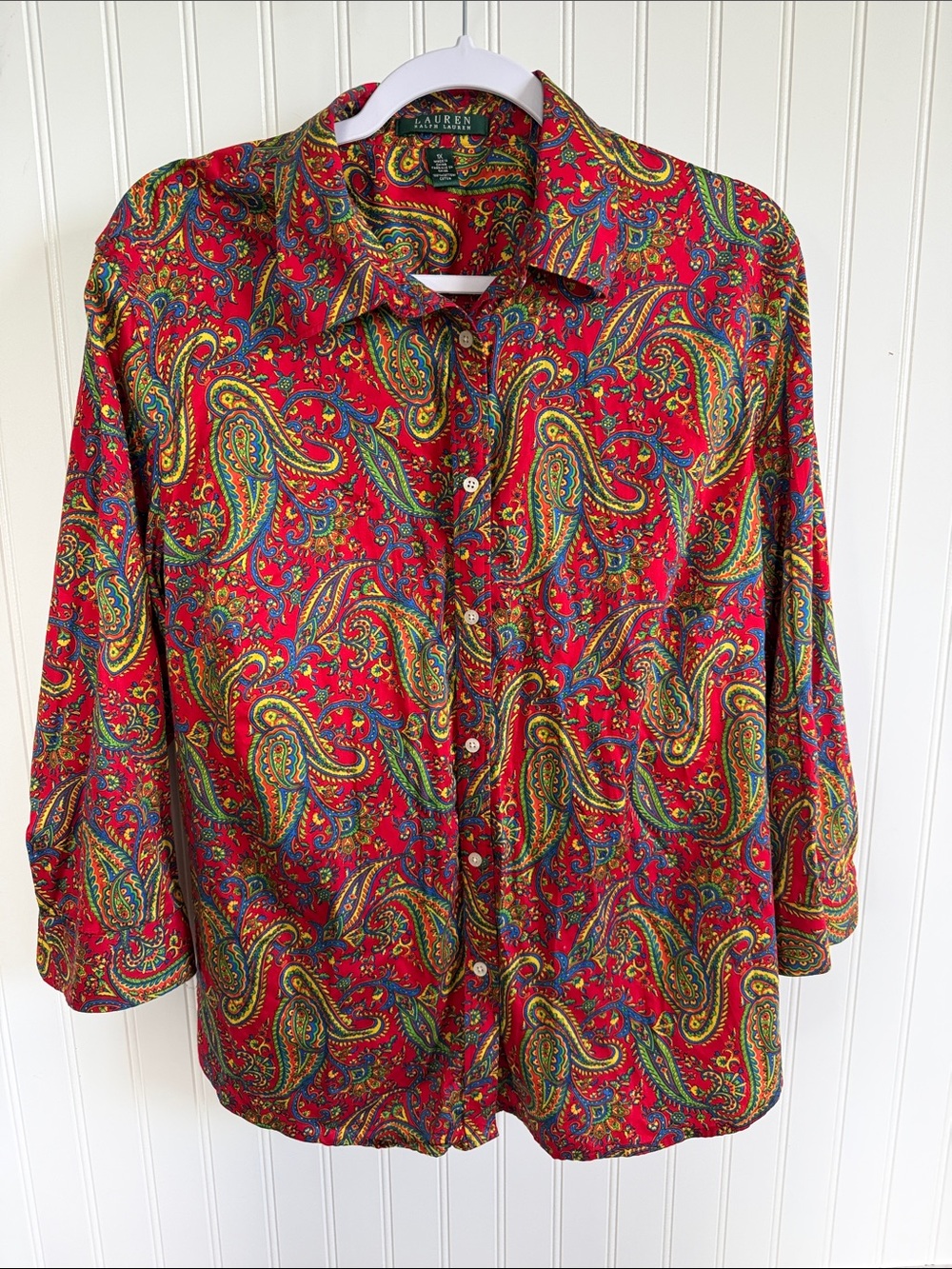 LAUREN Ralph Lauren Red Paisley Button Down Shirt 1X